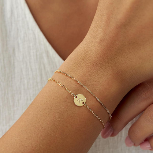 Pulseras Inicial Letra Y Chapa Oro 18k Para Regalo Mujer