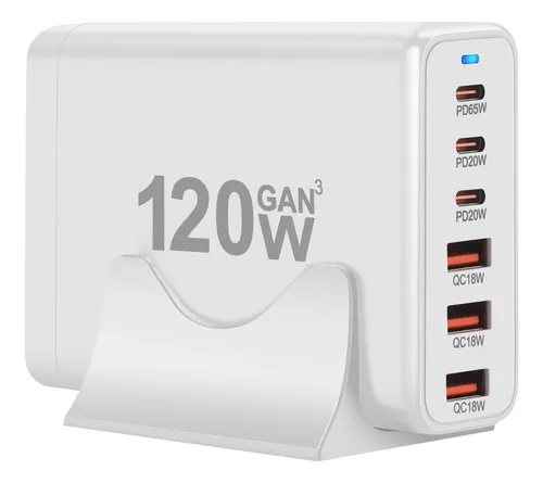 Cargador Gan De 120 W Y 200 W, 6 Puertos, Usb Tipo C, Cargad
