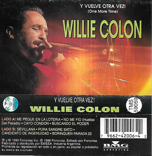 Willie Colon Album Y Vuelve Otra Vez Fonovisa Cassette Nuevo