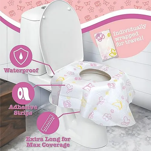 Cubiertas De Asiento De Inodoro Desechables (12 Pack, Floral