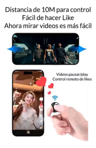 Anillo Celular Bluetooth Control Selfie Música Tik Tok Negro
