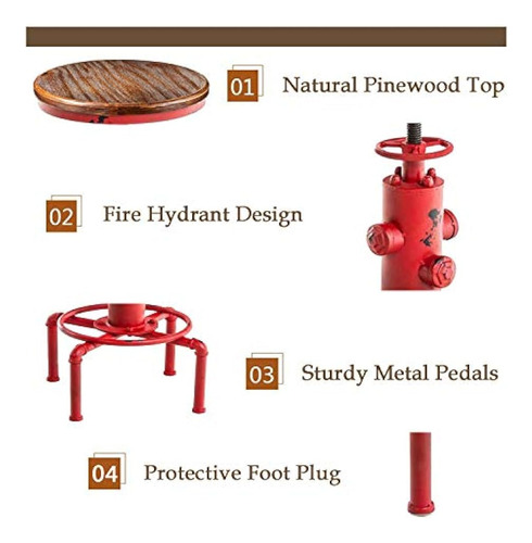 Topower - Taburete De Bar Industrial Antiguo Americano De Ma