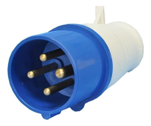 Plugue Industrial Macho 3 Polos + Terra 220v 32a 9h Azul Cor Branco