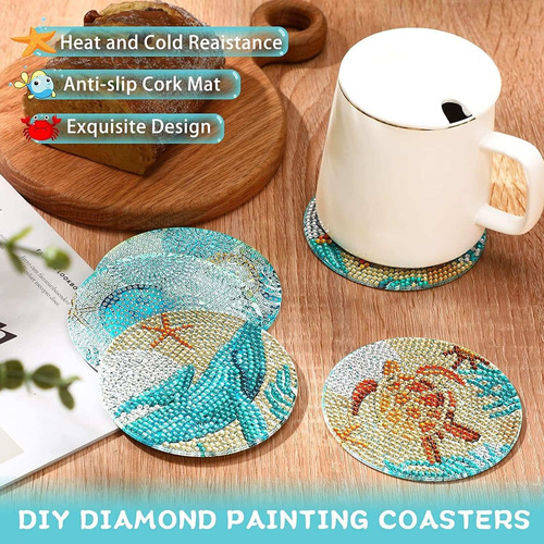 A 8 Pinturas De Diamantes De Posavasos Redondos Diy, 12x12cm