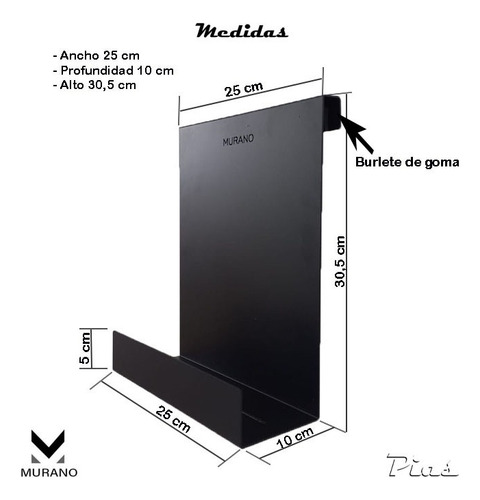 Estante De Baño Para Mampara! Acero! Innovador Diseño! Negro