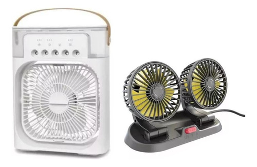 Ventilador Fan Universal Dos Cabezas + Mini Aire Enfriador.