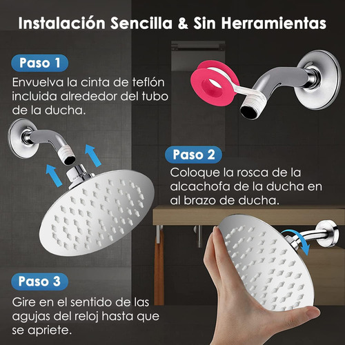 Regadera Ducha 6'' Acero Inoxidable Ahorro De Agua