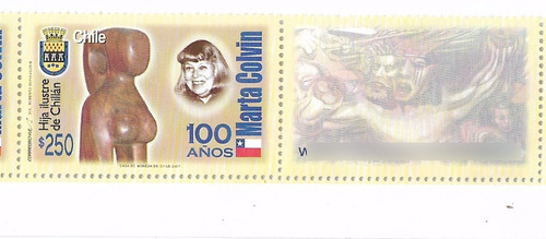 4 Sellos Sellos Postales De Chile 100 Años De Marta Colvin 