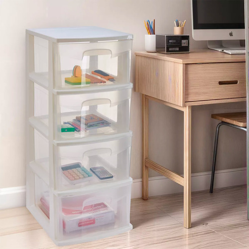 Organizador Multiusos Cajonera Plastico Resistente 4 Niveles Color Negro