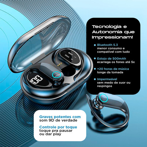 Fone De Ouvido Bluetooth Sem Fio Tws Esportivo Compatível Com iPhone Samsung Xiaomi Lenovo Motorola Xt80 Lp75 Celular Android Ios Academia Caminhada Tipo Gancho Casenn
