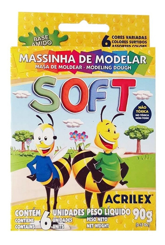 Acrilex Massinha De Modelar Soft 90g 6 Cores