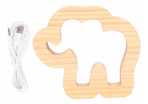 Lámpara De Tallado En Madera Elephant Night Light De 3,3 W H