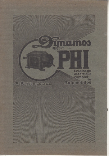 1912 Publicidad Vintage Dynamos Phi Para Automoviles Francia