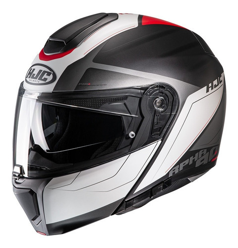 Capacete Moto Hjc Rpha 90s Robocop Com Óculos Solar Cor Preto/Cinza/Branco/Vermelho Tamanho do capacete 58