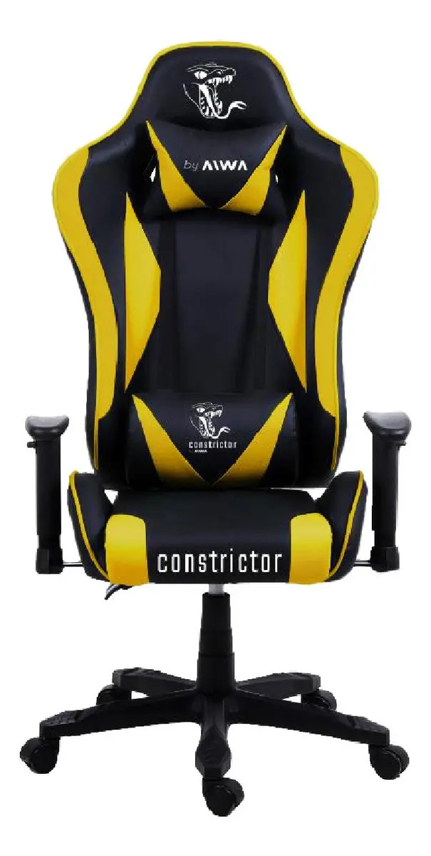 Silla Gamer Aiwa Constrictor Reclinable Ergonomica Amarilla Cuero Sintético