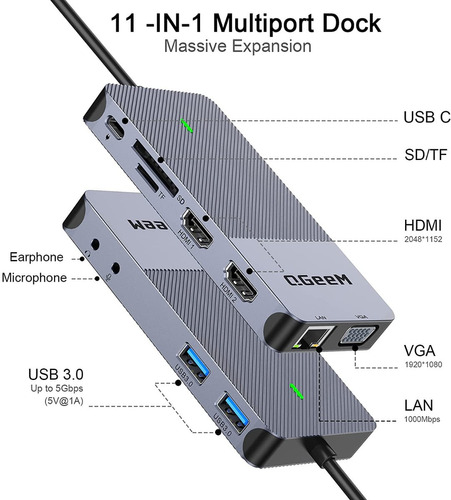 Adaptador Hub Usb C Multipuerto Para Macbook Pro Hdmi Sd 