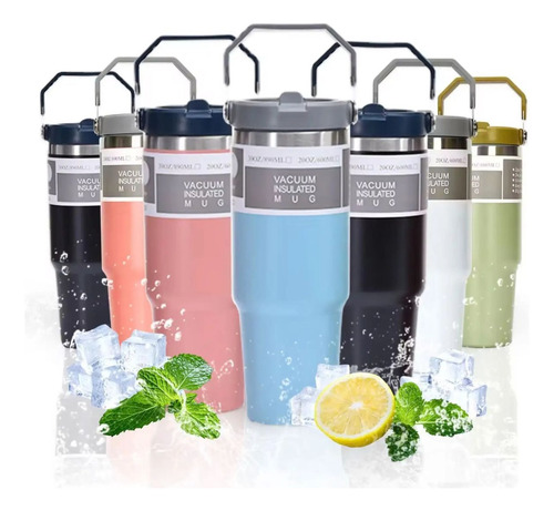 Termo De Acero Inoxidable Doble Capa De 30 Oz Con Agarradera