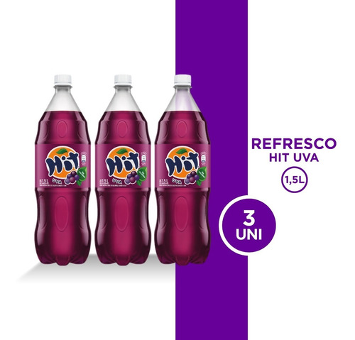 Refresco Hit Uva Sin Calorías Pet 1.5l 3 Unidades.