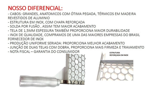 Grelha Churrasqueira Inox Moeda 50cm Ou 55cm Ou 60cm Larg
