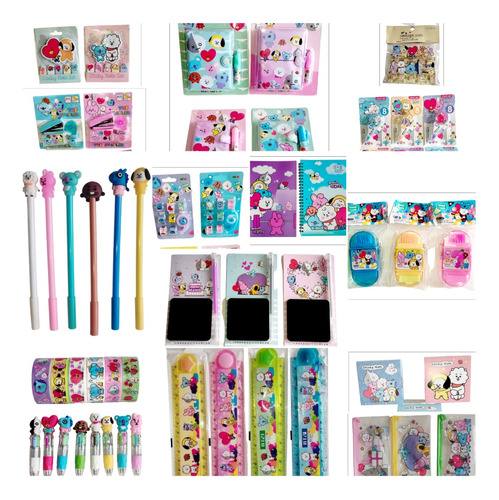 Kawaii Box 10 Artículos Sorpresa De Papelería Bts Bt21