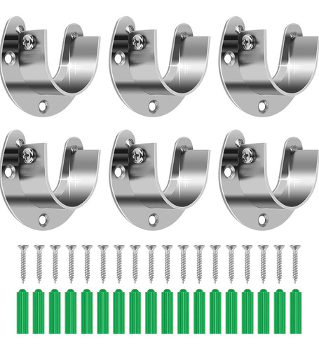 6×piezas Soporte Para Barra Armario Brida En Forma U