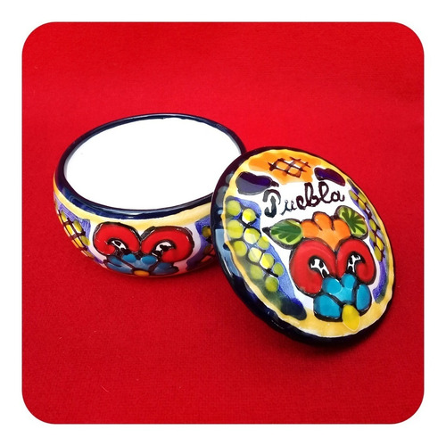 Imagen 3 de 5 de Alhajero Redondo De Talavera Poblana Puebla Color 8cm Lhj