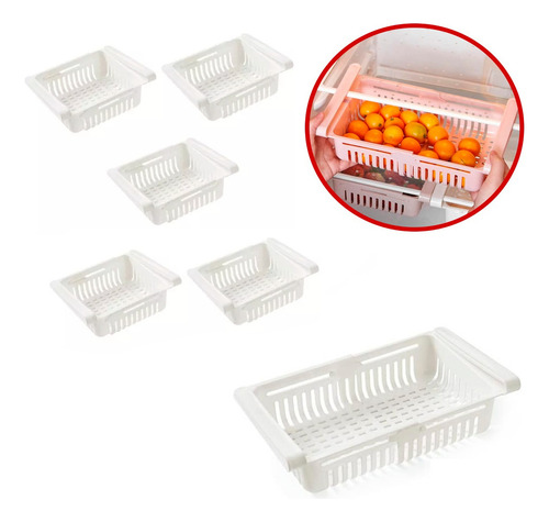 Bandeja Estante Extensible Cajón Para Heladera Recipiente X5