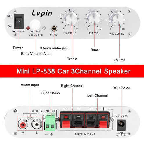 Mini Hifi Audio Estéreo Amplificador De Potencia Subwoofer
