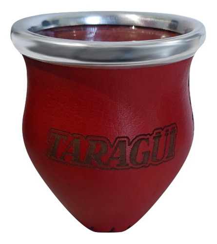 Mate De Vidrio Grande Taragüi Rojo Boca Ancha Tabares