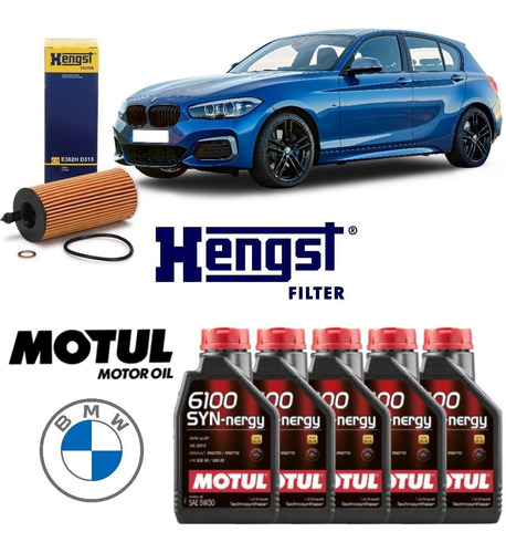 Bmw 120i Kit Troca De Óleo Motul 5w30 Hengst E362hd313