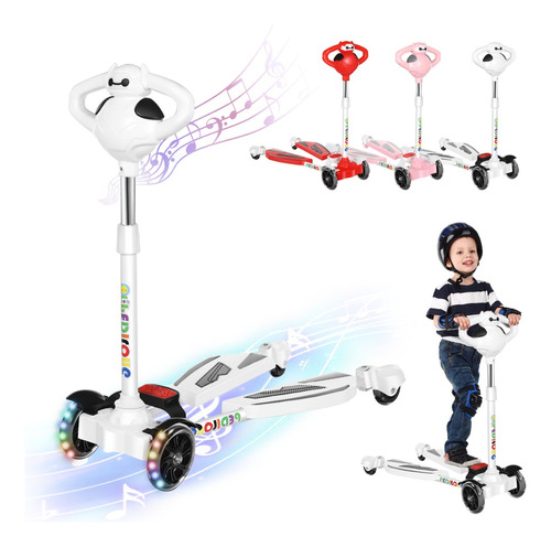 Scooter Monopatines Plegable De Luz Led Música Niños Regular