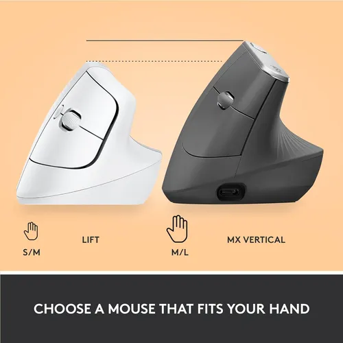 Mouse Ergonómico Vertical Logitech Lift, Bluetooth, Wireless