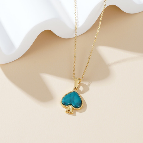 Peach Heart Oil Drop Pendant Clavicle Necklace Stainless