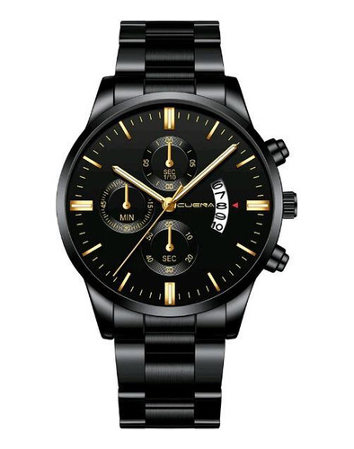 Relógio Masculino Black Motion Quartz Preto E Dourado