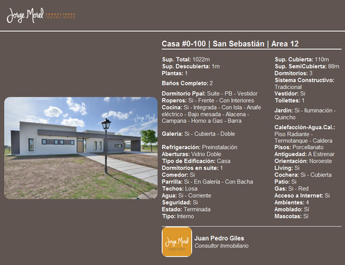 Casa Interno #0-100 - San Sebastián - Area 12 - 110m2 #id 3154