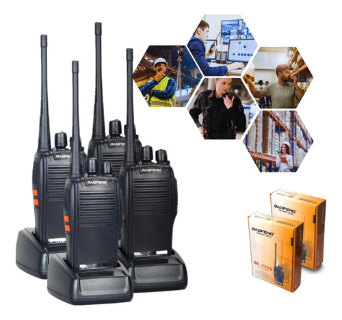 Kit 4 Rádio Comunicador Vhf/uhf 16 Canais Bf-777s + Fone