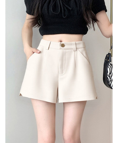 Pantalones Cortos Versátiles Elásticos De Cintura Alta Para