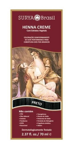Imagen 2 de 2 de Tintura en crema semi permanente Surya Brasil Henna creme tono black x 70mL