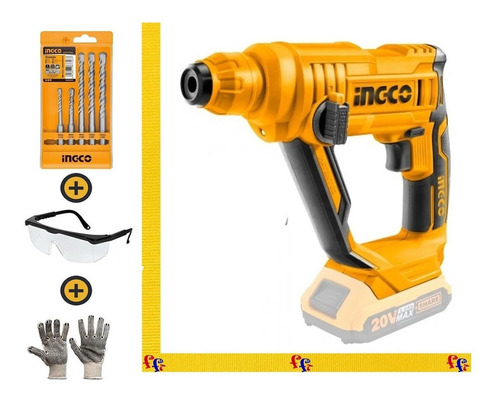 Imagen 1 de 4 de Rotomartillo A Bateria + Kit 5 Mecha Sds Plus Ingco Industri