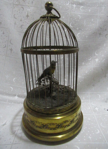 Antiguo Pájaro Autómata Musical En Jaula Funciona! (1566) (Usado)