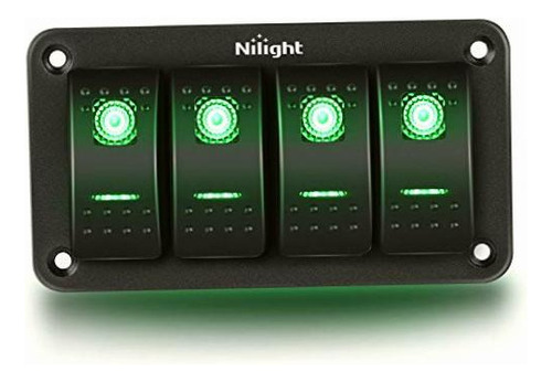 Nilight 4 Gang Rocker Switch Panel 5pin On Off Toggle Switch Color Verde