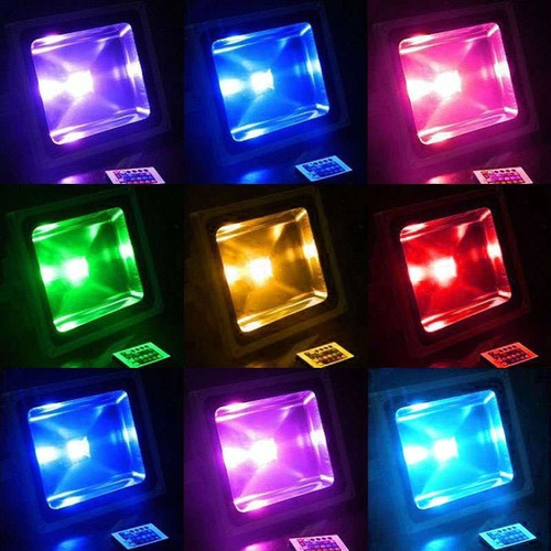 Pack X6 Foco Led 20w Rgb Con Control Remoto Proyector Color 