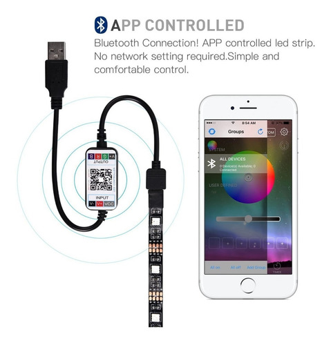 Imagen 6 de 10 de Tiktok Cinta Luces Rgb Led Colores Bluetooth