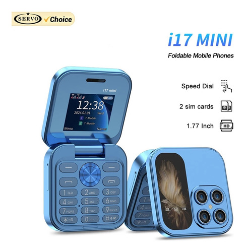 Mini Teléfono Móvil Plegable I17 Con Tarjeta Sim Dual, Reproductor De Vídeo En Red 2g, Linterna, Radio Fm, Voz Mágica, Caja Pequeña Con Tapa