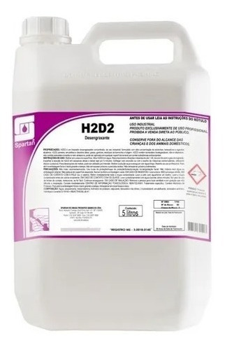 H2d2 Limpador Desengraxante Industrial Superconcentrado 5l