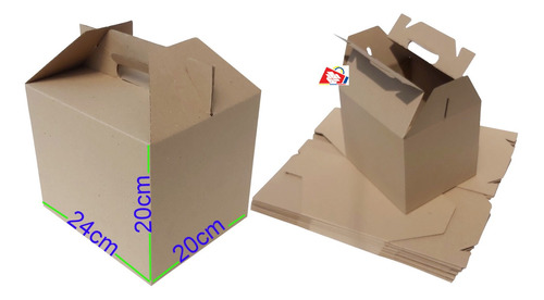 Caja De Carton De 24x20x20 Cm Maletin Kraft