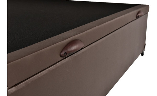 Cama Box Baú Viúva + Colchão Molas Castor Hibrido 120x203 Cor Corino Marrom