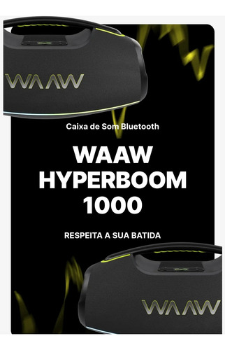 Caixa De Som Portátil Waaw Hyperboom 1000 Com Bluetooth 180w