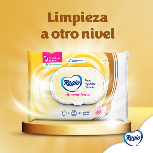 Papel Higiénico Húmedo Regio Almond Touch 42 Unidades