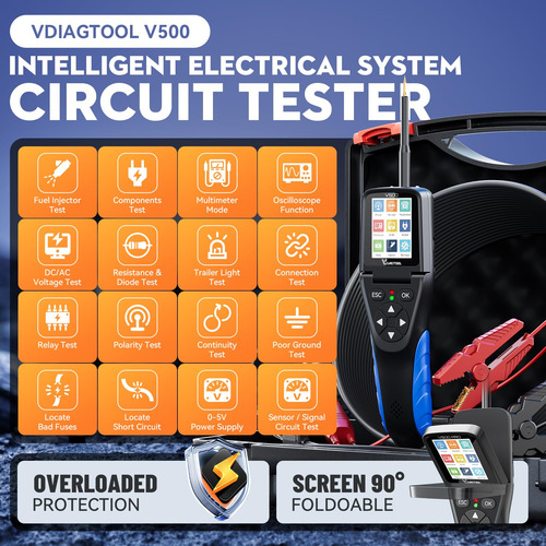 Kit De Probador De Circuito Vdiagtool V500 9-30 V